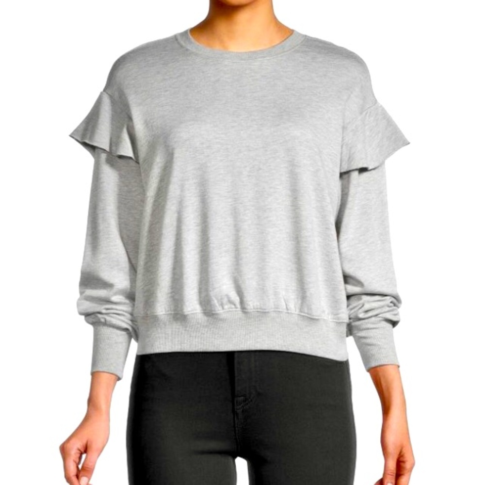 Michael Stars Kasey Crop Sweatshirt with Ruffle.  Small. NWT